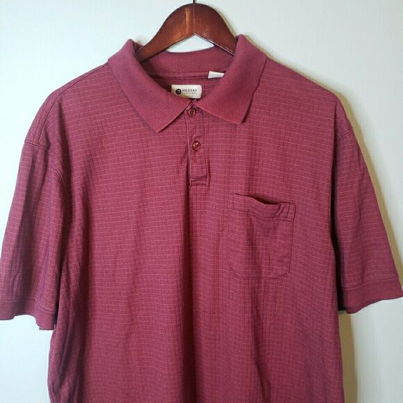 Haggar Mens Polo Shirt Front Pocket Short Sleeve Collared Golf Textured Size XL - Picture 2 of 16